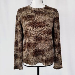 Jones NY Sport Leopard Print Long Sleeve T Shirt Size M/L